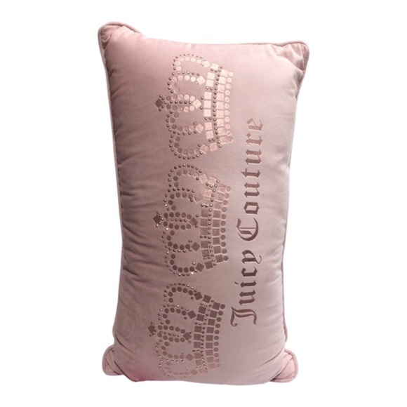 Juicy Couture soft pink & pink‎ metallic 3 crown studded rectangle decor pillow - Picture 3 of 13